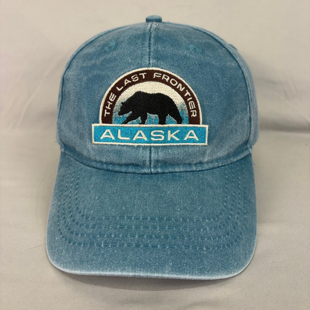 Alaska Outpost Hat Alaska Bear Patch Unisex OSFM Blue Snapback Cap